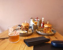 Burger Lunch at the Holee Cow Restaaurant in Cheltenham ESCOBAR Special Burger: Seeded brioche bun, beef patty, smoked applewood cheese, blackened Cajun onions, chorizo, lettuce, gherkins, chipotle mayo,...
