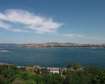 D03_MarmaraSea Looking at the Maramara Sea over the old Istanbul City Walls toward the Bosphorus on left.