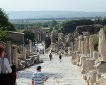 D04_EphesusMainStreet Main street, Curetes library and market stalls in old Ephesus. Ephesus had a population of 250,000 in the 1st century BC, was one of the seven churches of Asia...