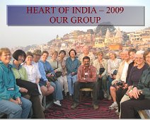 A02_India_OurGroup The sixxteen members of our group with Trip Leader Anshuman Tripathi - west bank of the Ganges River in back. From left is: Julie and Lisa - Virginia; Sylvia...