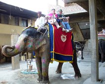 B13_Moving_by_Elephant_56 Sylvia and Jerry enjoy their ride on elephant number 54 in Jaipur. The ride was slow and quite jarring.