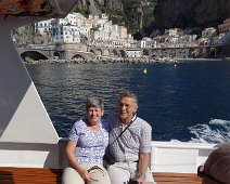 Jerry & Sylvia on the water taxi enroute to Almafi. Jerry & Sylvia on the water taxi enroute to Almafi.