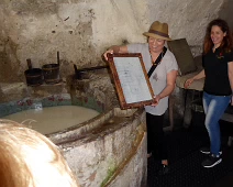 Cindy tries her luck at making paper. Amalfi's Paper Museum is located in an ancient XIV century medieval paper-mill. Among the century-old tools in the Museum are ancient wooden mauls, operated by an hydraulic wheel, the press used to remove the water in excess from the paper, the continuous printing machine and the Dutch machine. Cindy tries her luck at making paper. Amalfi's Paper Museum is located in an ancient XIV century medieval paper-mill. Among the century-old tools in the Museum...