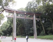 The main entrance Torii to Meiji Shrine, Tokyo. The Shinto shrine was dedicated to the deified spirits of Emperor Meiji and his wife, Empress Shōken in 1912. The main entrance Torii to Meiji Shrine, Tokyo. The Shinto shrine was dedicated to the deified spirits of Emperor Meiji and his wife, Empress Shōken in 1912.