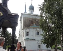 C003_Larisa Guide Larisa in Siberia tells us about the frescos on the outside wall of the Church of the Savior of the Holy Face in Irkutsk.