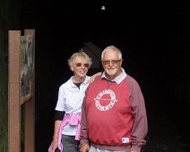 CF001_JoyKennTunnel Kenn and Joyce just emerged from the 1100 meter rail tunnel, a part of the Karangahake Gorge Rail Tunnel Loop walk. You can see the entrance way in the...