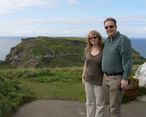 Paul and Angela in Cornwall with Tintagel Castle in the background. Legendary birthplace of King Arthur. Paul and Angela in Cornwall with Tintagel Castle in the background. Legendary birthplace of King Arthur.