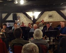 The Horse and Jockey Pub in Church Stoke, Shropshire. Roy was out doing a "gig with his mates." They were doing mostly big band tunes. Roy is the saxophonist, 1st row, second from your right. Nice old pub. ThThe Horse and Jockey Pub in Church Stoke, Shropshire. Roy was out doing a "gig with his mates." They were doing mostly big band tunes. Roy is the saxophonist,...