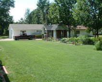 Garden_ShedTruck_10 back lawn, veggie garden, shed and Jerry's truck at our house on Garden Place in Bentonville.