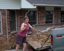 Sylvia_Edging_House Sylvia unloading rock to put around the house at Garden Place in Bentonville.