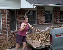 Sylvia_Edging_House Sylvia unloading rock to put around the house at Garden Place in Bentonville.